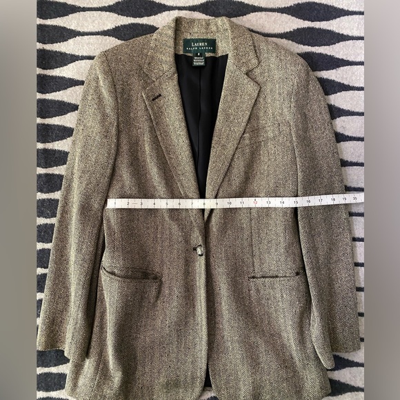 VTG Lauren Ralph Lauren Silk Herringbone Blazer Equestrian Buttons Size 6 - Picture 6 of 16
